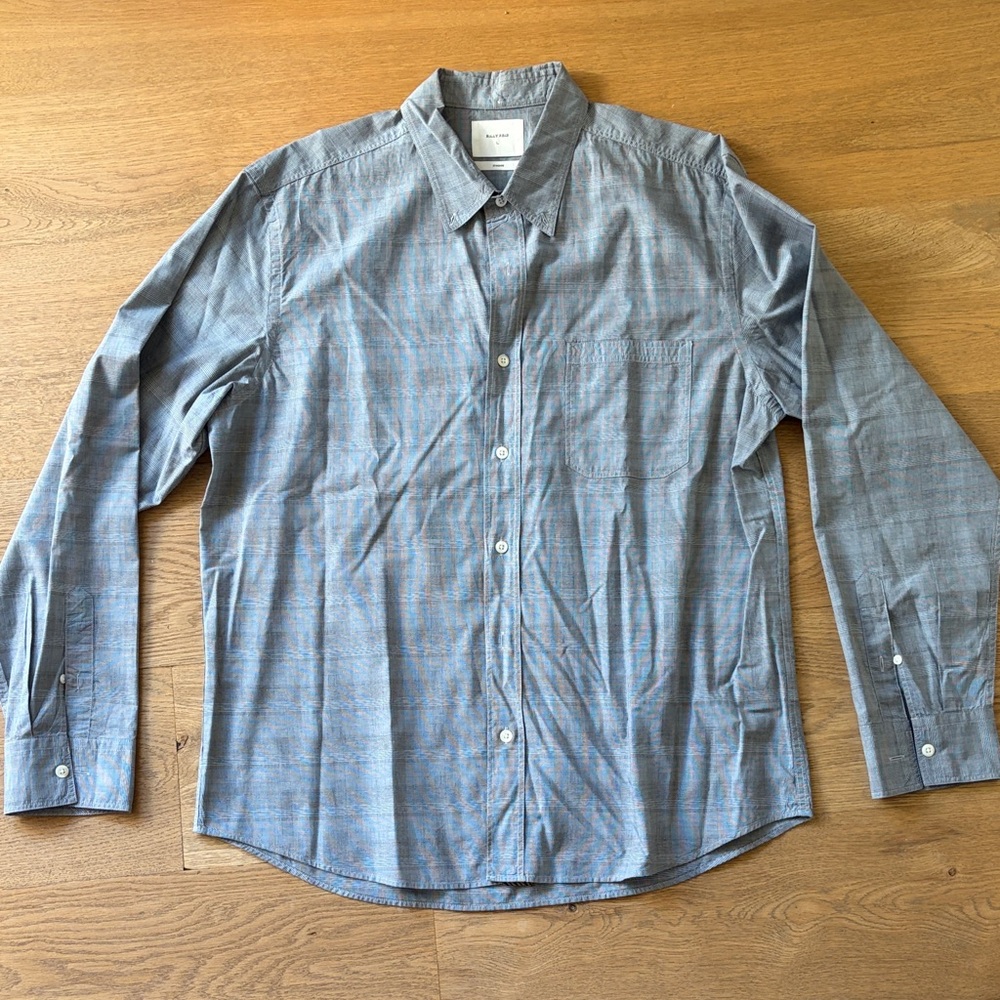Men's Billy Reid Gray/Blue Button-Down Shirt